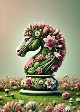 Floral Chess Knight