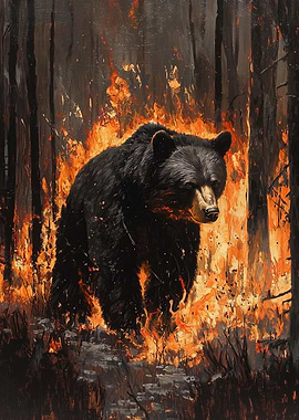 Black Bear in Fire