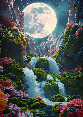 Moonlit Waterfall
