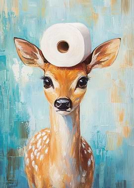 Deer with Toilet Paper Hat