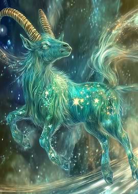 Capricorn Zodiac Sign Mystical Dream Metal Poster