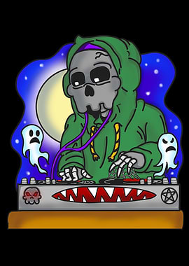 Skeleton DJ with Ghosts
