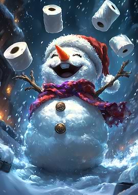 Joyful Snowman with Toilet Paper