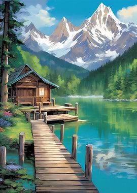 Mountain Cabin by the Lake