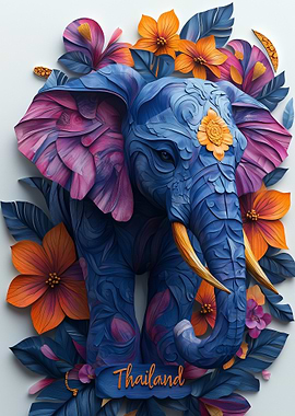 Thai Elephant Paper Art