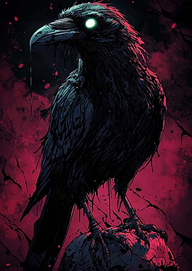 Dark Raven on Skull