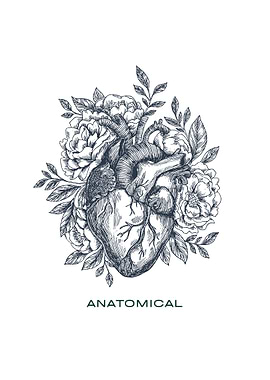 Anatomical Heart with Flowers