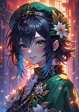 Anime Girl with Green Hat