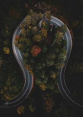 Aerial View Winding Road