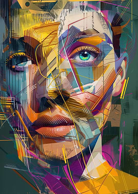 Abstract Portrait in Vibrant Colors