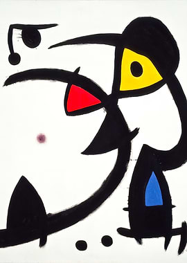 Abstract Art with Black Lines by joan miro