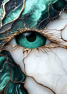 Kintsugi Emerald Eye Art
