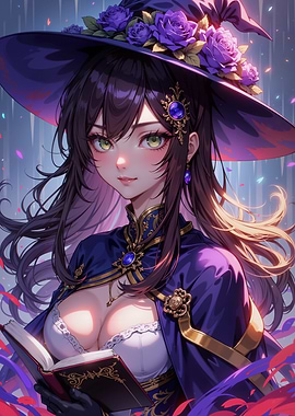 Anime Witch with Book