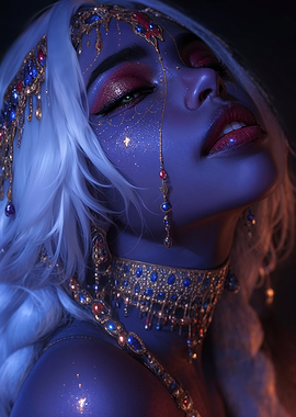Blue Skinned Woman with Jewels