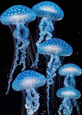 Glowing Blue Jellyfish