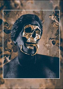 Golden Skull Statue