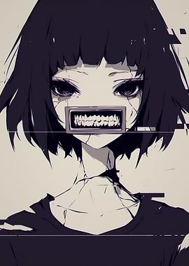 Anime Girl with Glitch Effect