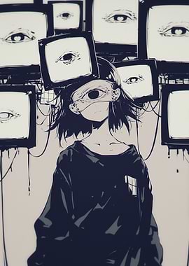 Anime Girl with TV Eyes
