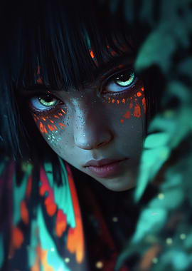 Mysterious Girl with Glowing Eyes