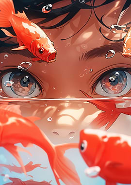Anime Girl and Goldfish