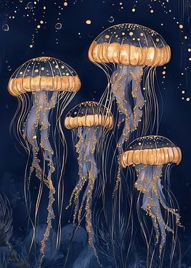 Abstract Golden Jellyfish