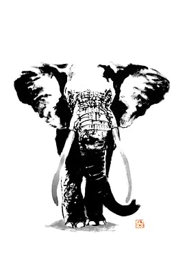 Elephant Ink Painting