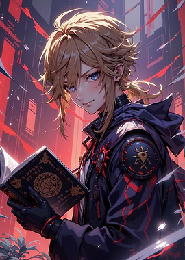 Anime Boy with Book
