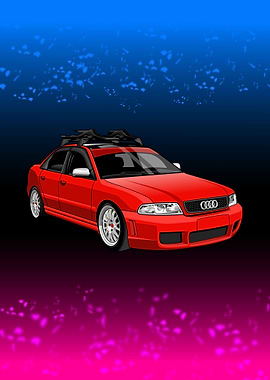 Red Audi Car Illustration