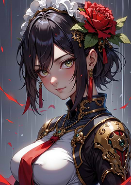 Anime Maid with Rose