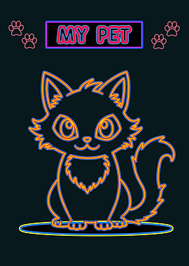 Neon Cat Illustration