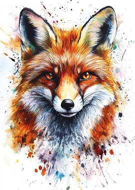 Watercolor Fox Portrait