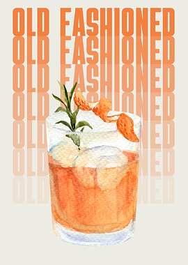Old Fashioned Cocktail Watercolor