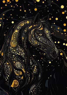 Black Horse in Gold