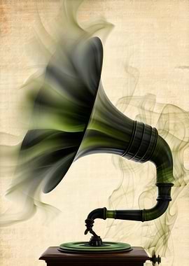 Vintage Gramophone with Smoke