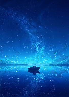 Boat Beneath the Night Sky