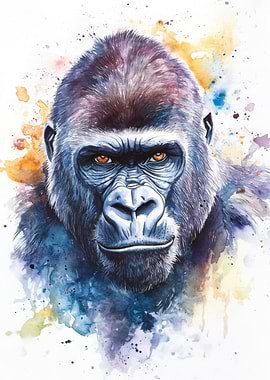 Gorilla Watercolor Portrait