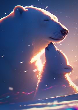 Polar Bears in a Snowy Landscape