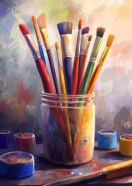 Paintbrushes in Jar