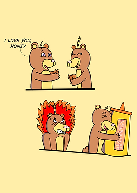Honey Bear Couple in Love Comic
