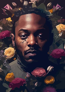 kendrick lamar illustration floral potrait