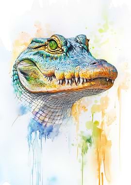 Watercolor Alligator Portrait