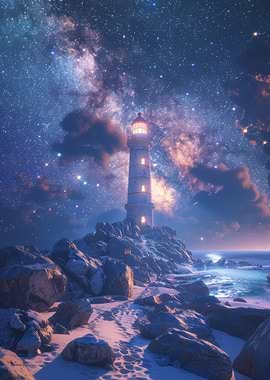 Lighthouse Under Milky Way