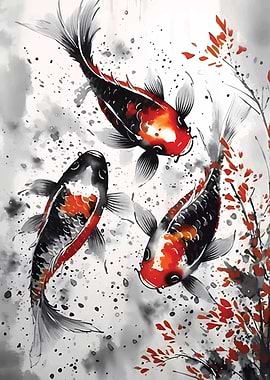 Koi Fish Watercolor Painting