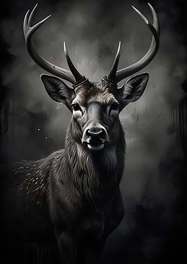 Majestic Dark Deer Portrait