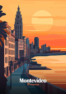Montevideo Sunset Cityscape