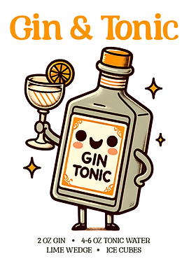 Gin & Tonic Retro Mascot Poster