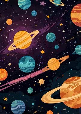 Space Planets Illustration