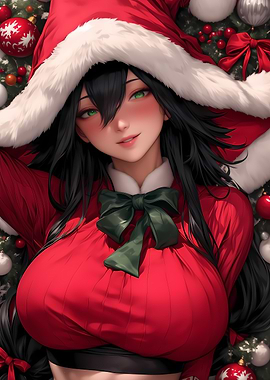 Anime Girl in Santa Hat Christmas