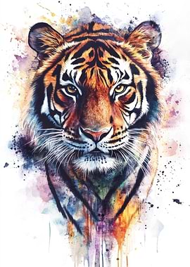 Watercolor Tiger Portrait
