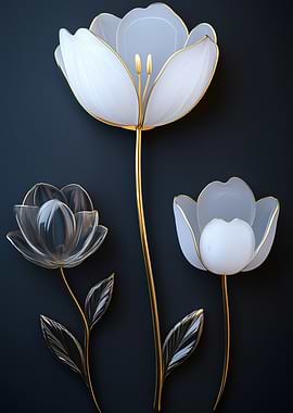 Gold & White Flower Wall Decor